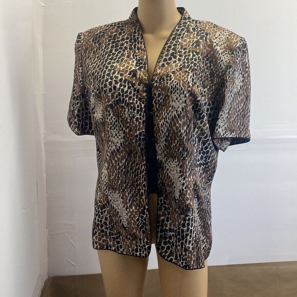 Adrianna Papell Blazer 16 Jacket 100% Silk Buttoned Career Beige Vintage,Preppy - Picture 11 of 11